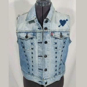 Levi Strauss Denim Vest Upcycle Love Heart Jean